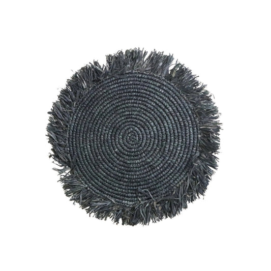Raffia placemat zwart rond 35 cm Ambon