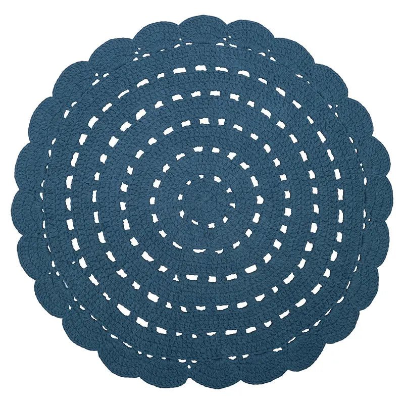 Rond vloerkleed blauw Alma van katoen 