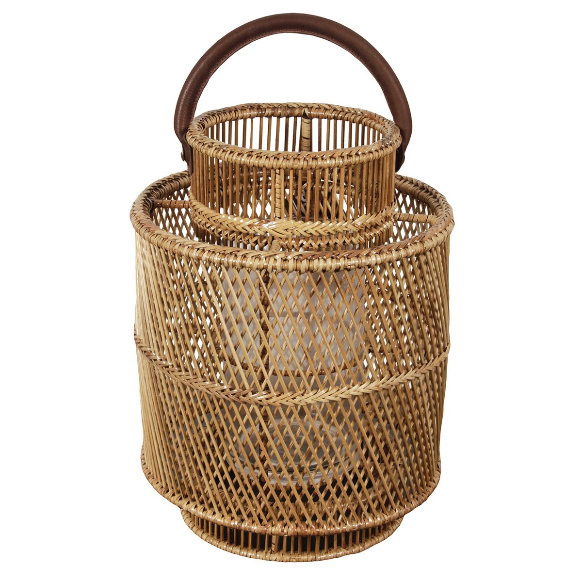 Rotan lantaarn beige open vlechtwerk 25x40 cm