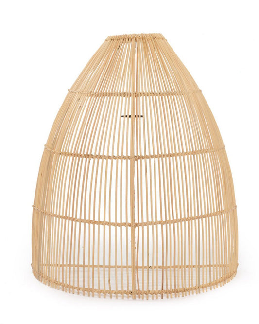 Rotan muurlamp Lalo in natuurlijke kleur op witte achtergrond