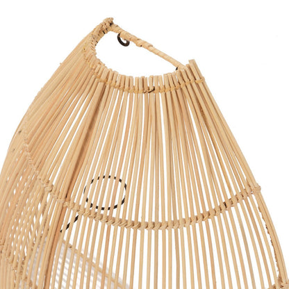 Zijaanzicht van de rotan Lalo wandlamp met gedetailleerd vlechtwerk