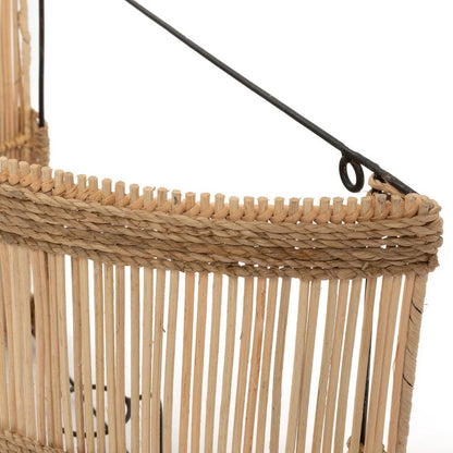 Detailfoto van de rotan structuur en zeegras koorden van de Doedoe wandlamp