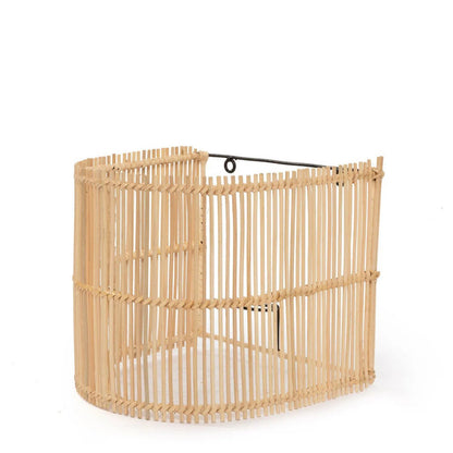 Detailfoto halve cilindervorm van de Gigi rotan wandlamp