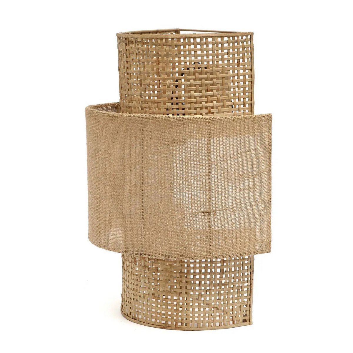 Rotan wandlamp beige Bolly Jute van de zijkant