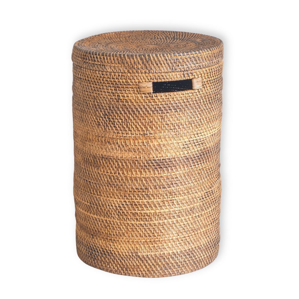 Rotan wasmand met deksel naturel Sari