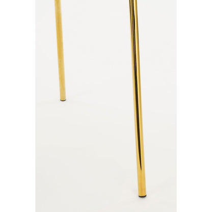 De slanke, goudkleurige poten zorgen voor een luchtige look en voegen een vleugje luxe toe aan elk interieur.

