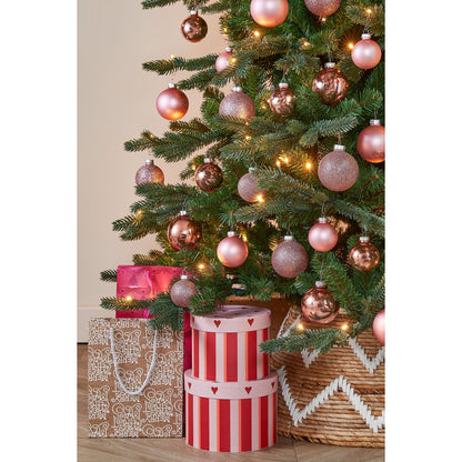 3 roze glazen kerstballen in matte, glimmende en glittervarianten. Perfect voor een chique, moderne kerstboom en stijlvol interieur. Perfect bij andere roze cadeautjes.
