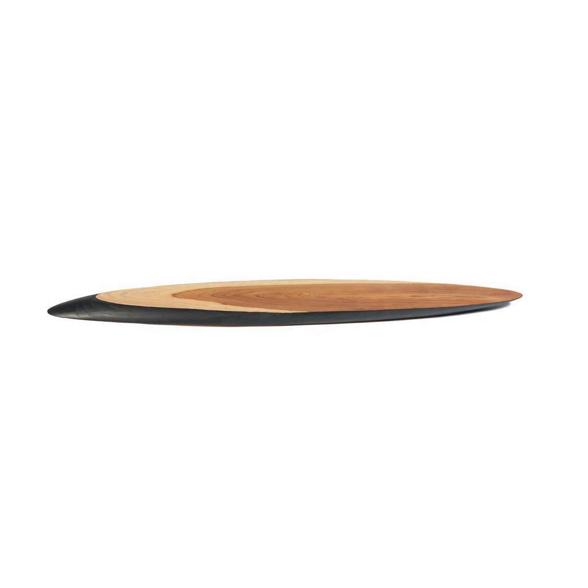 Teakhouten borrelplank ovaal naturel zwart Bondi 100 cm vanaf de zijkant