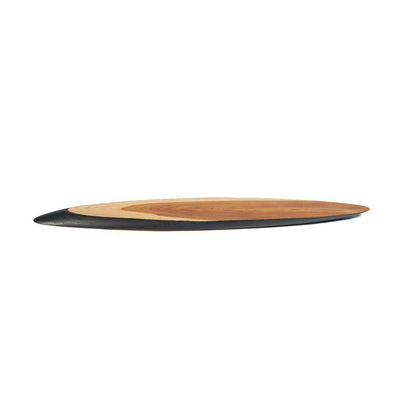 Teakhouten borrelplank ovaal naturel zwart Bondi 100 cm vanaf de zijkant