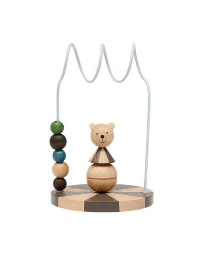 Houten Circus Bear Abacus met gekleurde kralen op metalen bogen