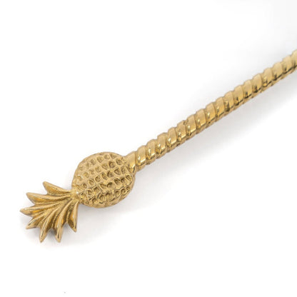 Theelepel goud met ananas, detail van de ananas