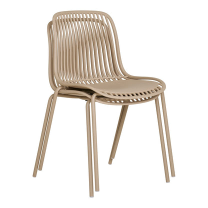 Tuinstoel beige 55x82 cm set van 4 Branson Garden gestapeld op een andere stoel