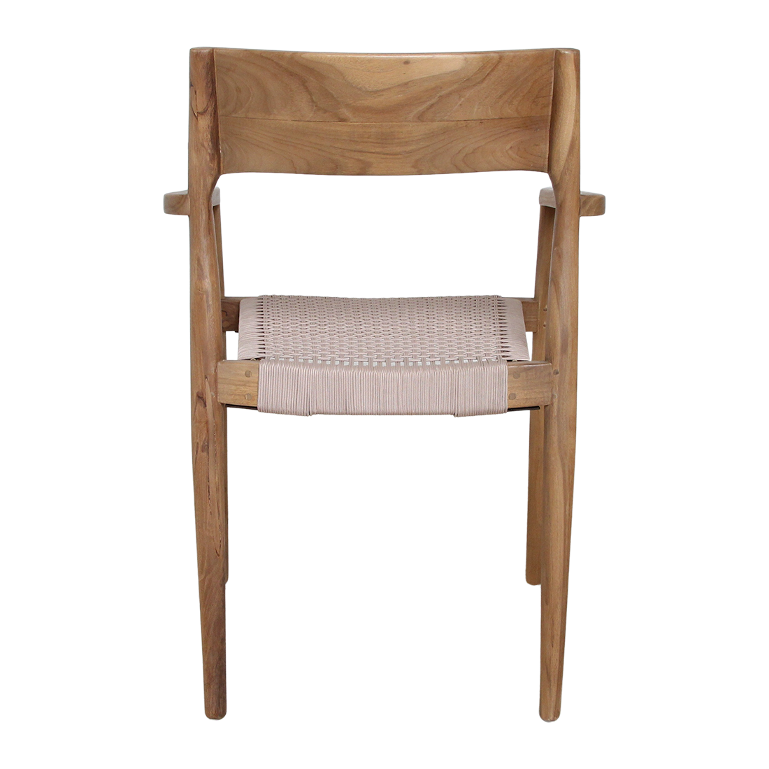 Tuinstoel teak donker met armleuning van de achterkant
