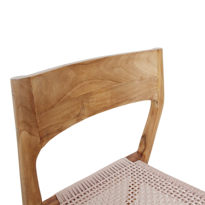 Tuinstoel teak donker naturel Freya detail van de rugleuning