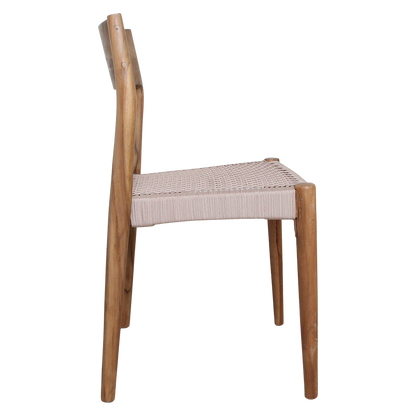 Tuinstoel teak donker naturel Freya vanaf de zijkant