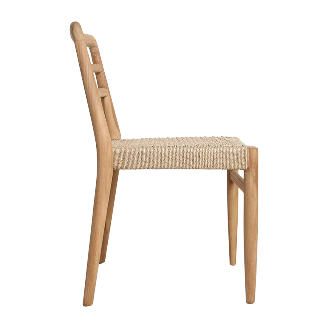 Tuinstoel teak in naturel Verano van de zijkant