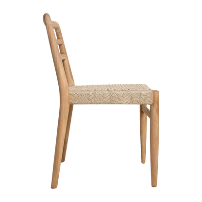Tuinstoel teak in naturel Verano van de zijkant