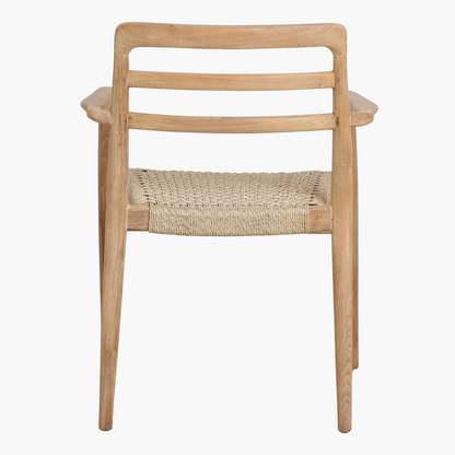 Tuinstoel teak in naturel Verano vanaf de achterzijde