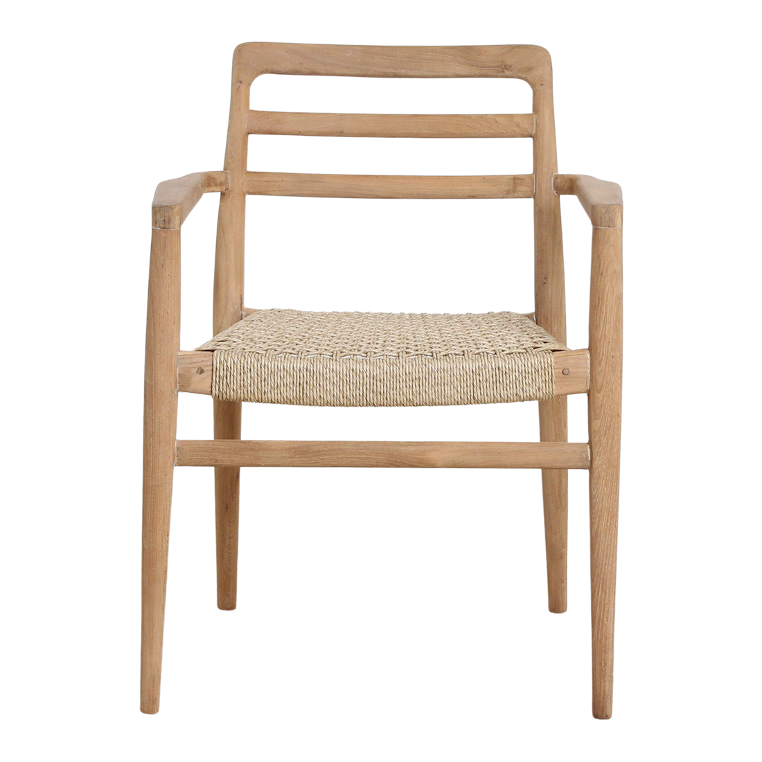 Tuinstoel teak in naturel Verano vanaf de voorzijde