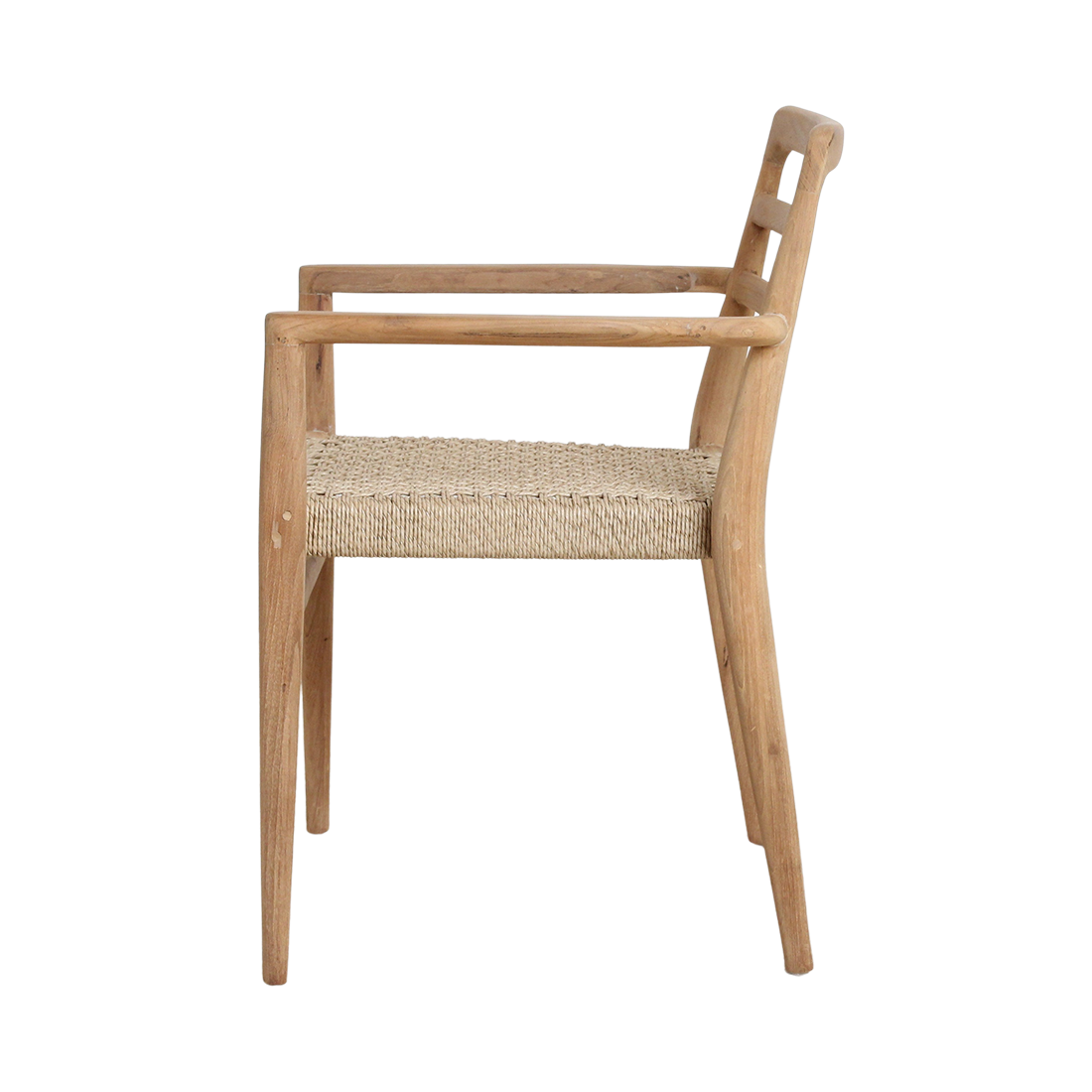 Tuinstoel teak in naturel Verano vanaf de zijkant