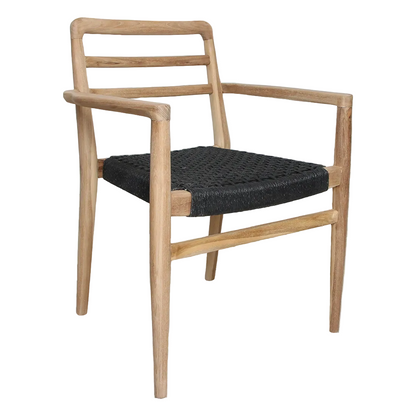 Tuinstoel teak zwart met armleuning Verano