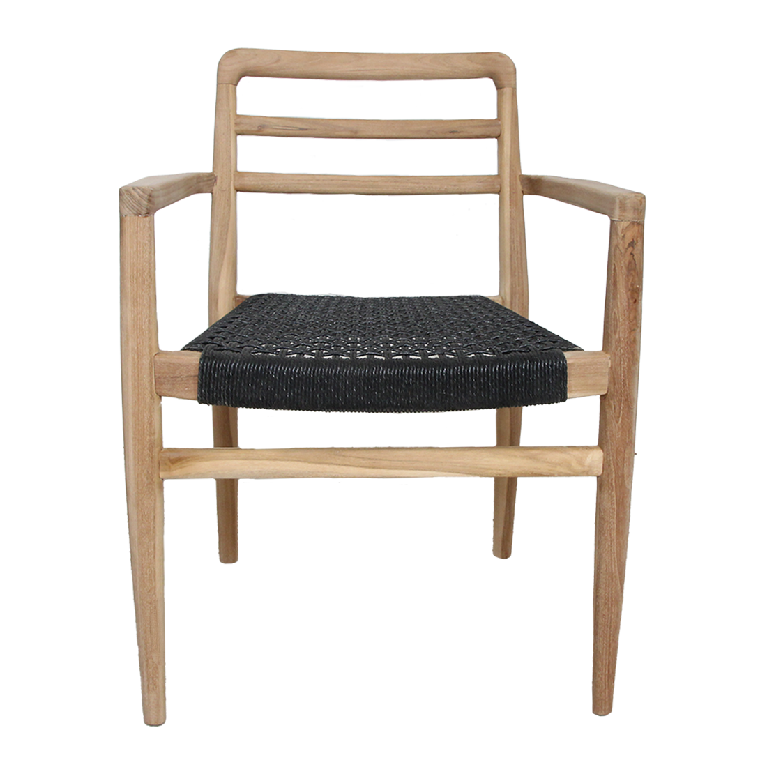Tuinstoel teak zwart met armleuning Verano van de voorkant