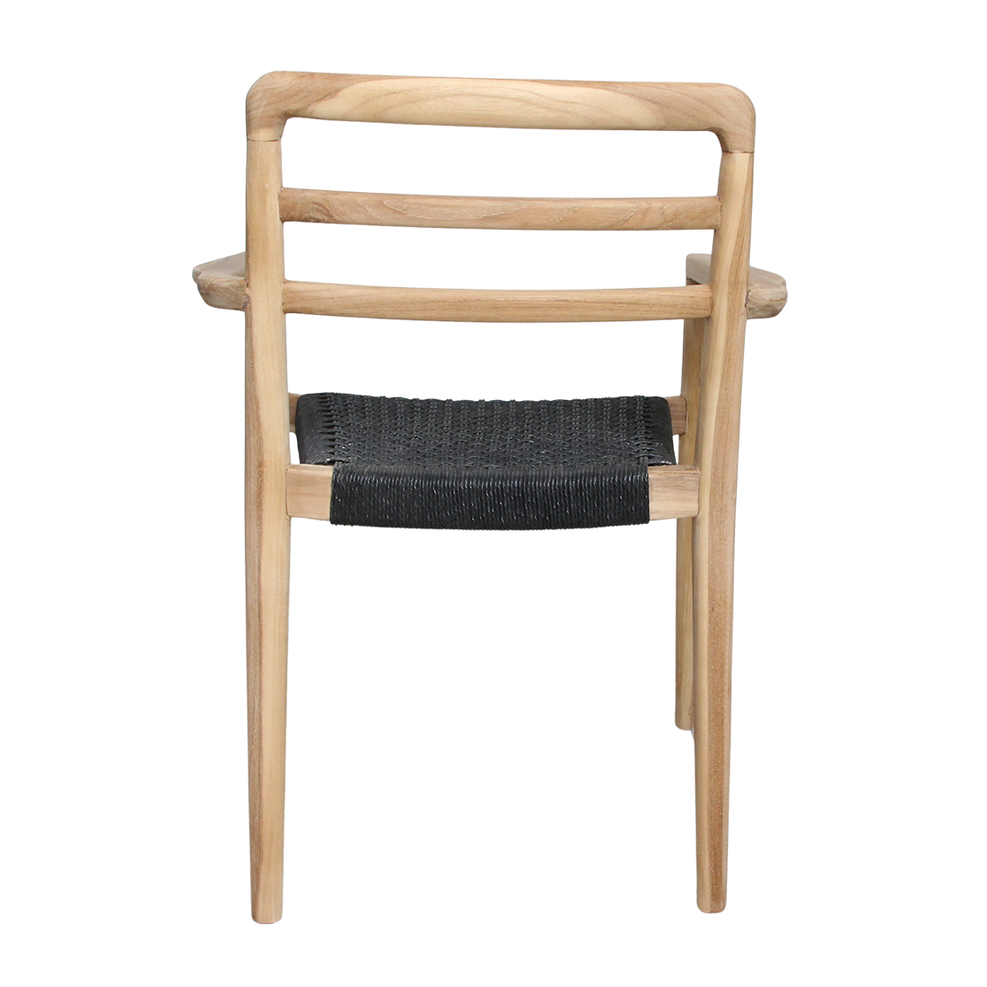 Tuinstoel teak zwart met armleuning Verano vanaf de achterkant