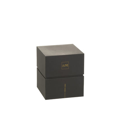 Verpakking van de J-Line geurkaars goud glazen pot vanille 15 cm Luxuria 