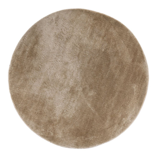Vloerkleed beige van polyester rond 160 cm Miami op wit achtergrond