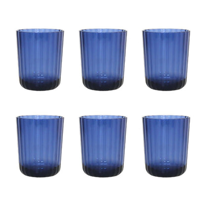 Waterglazen set van 6 blauw 10 cm