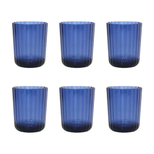 Waterglazen set van 6 blauw 10 cm
