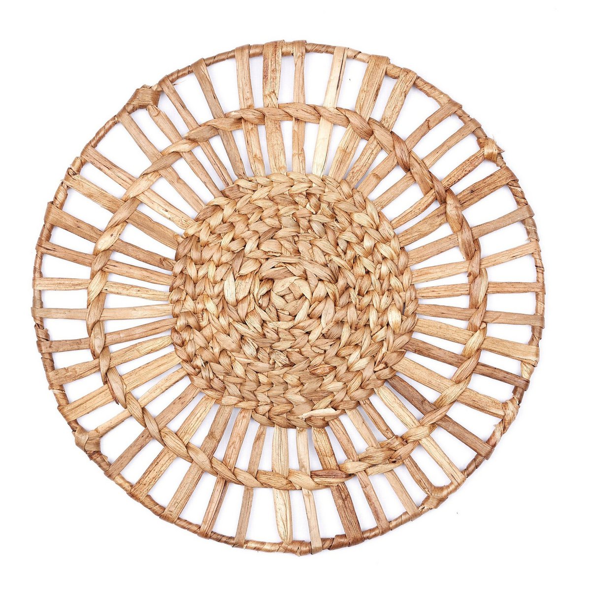 Waterhyacint placemat rond naturel 38 cm set van 2, 4 of 6 Caruban