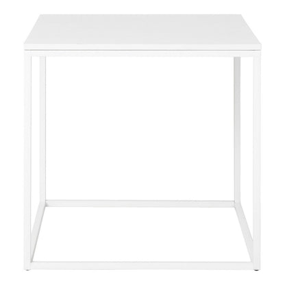 Minimalistisch zijaanzicht van de witte Vita bijzettafel
