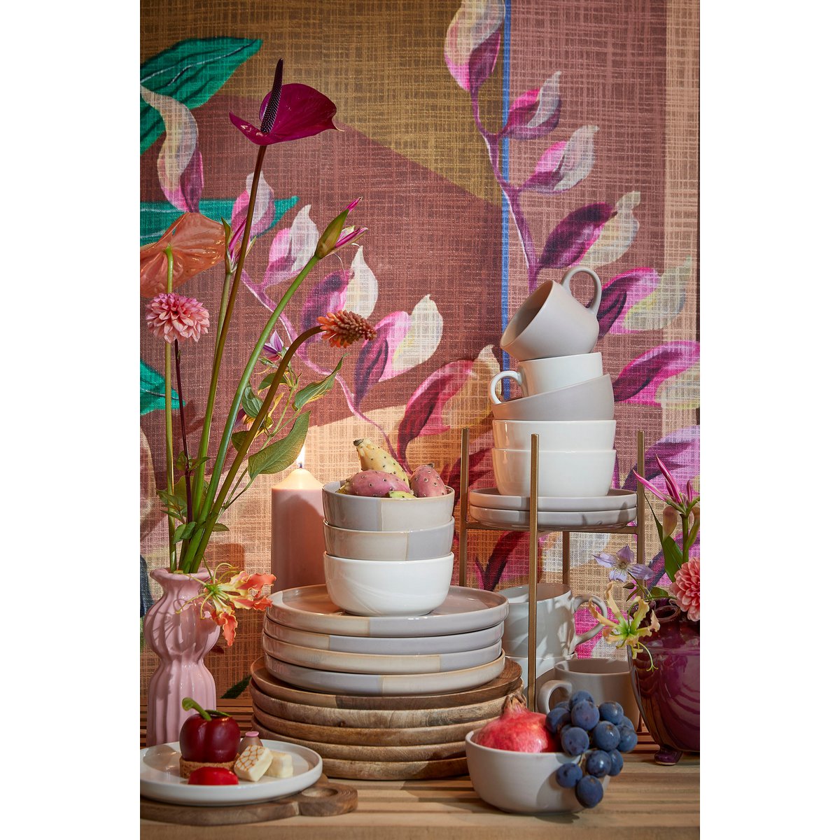 Witte keramieken serviesset Ozzo