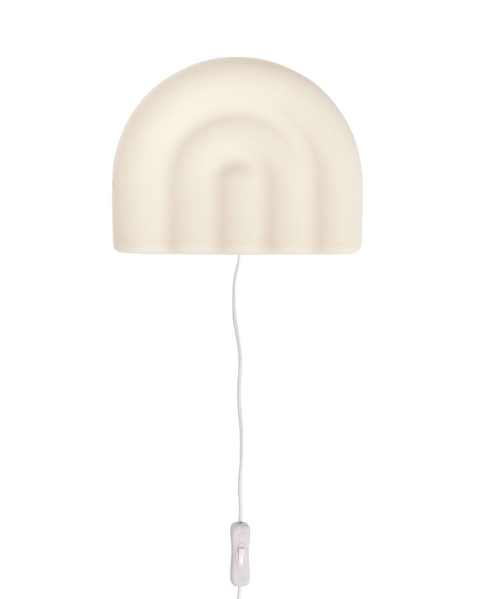 Witte siliconen wandlamp op een wit achtergrond