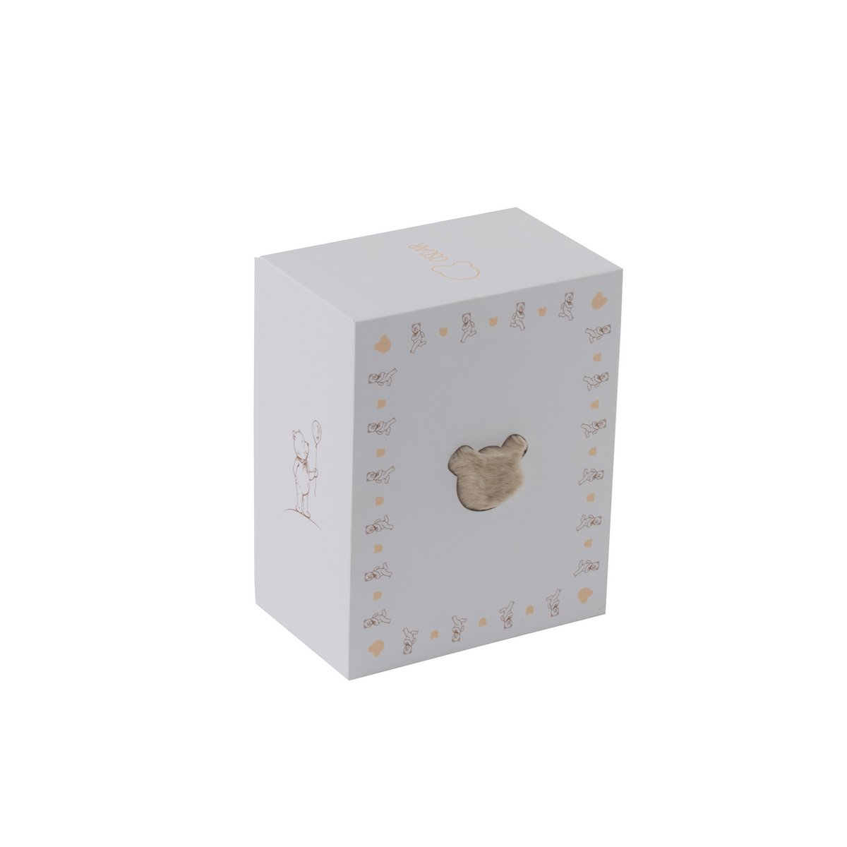 Witte verpakking rechtopstaand van de J-Line vloerkleed beige berenkop van polyester 57x62 cm
