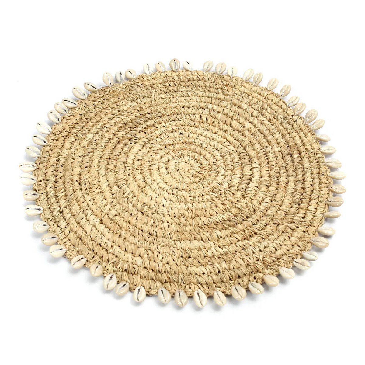 Zeegras placemat met schelpen naturel 38 cm