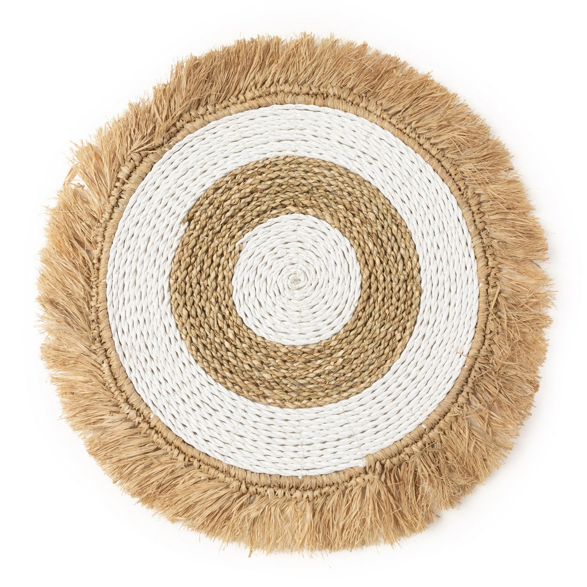 Zeegras raffia placemat naturel wit 45 cm