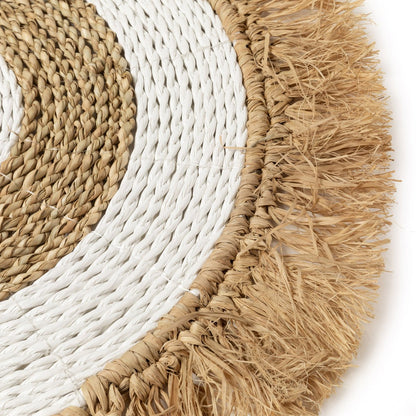 Zeegras raffia placemat naturel wit 45 cm detail van het materiaal