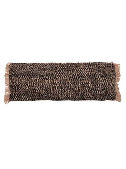 Zwart koperen fluwelen kussenhoes Oh My Gee 35x100 vooraanzicht op wit achtergrond