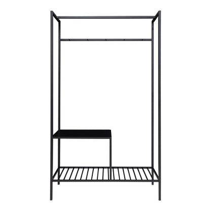 Minimalistisch kledingrek Vita met schoenenplank en zwart frame