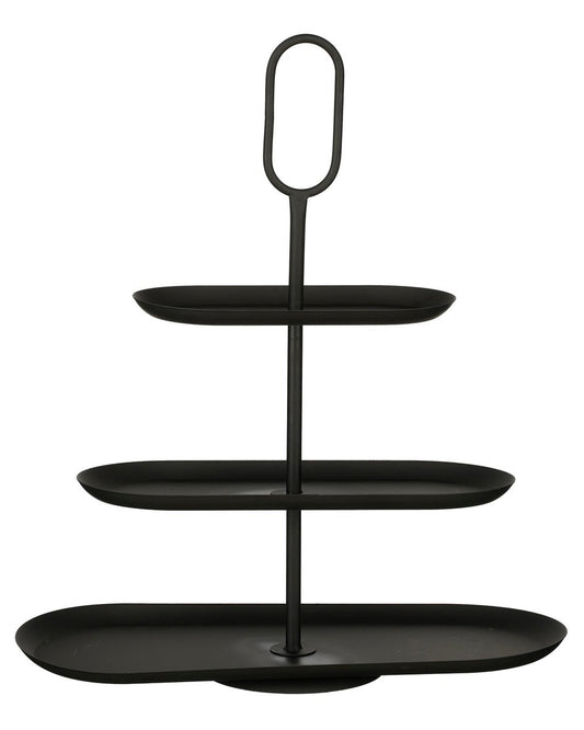 Zwarte metalen 3-laagse etagère Rama, perfect voor hapjes, koekjes, cake en andere lekkernijen en snacks.