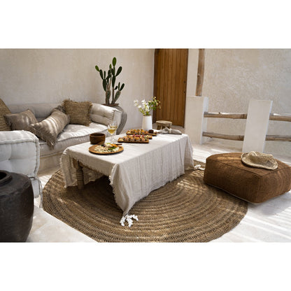 Beige linnen tafelkleed 180x300 cm