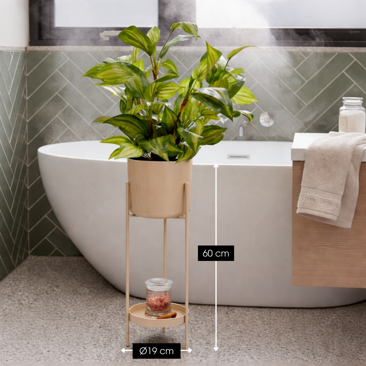 Plantenstandaard met pot bruin 60 cm Colyn