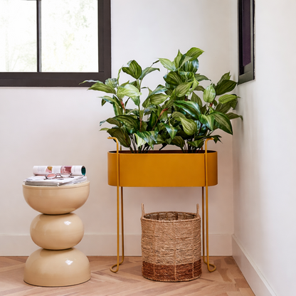 Plantenstandaard geel met pot Moritz