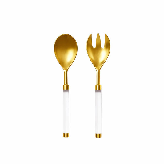 Saladebestek Staal Goud Transparante Handgreep
