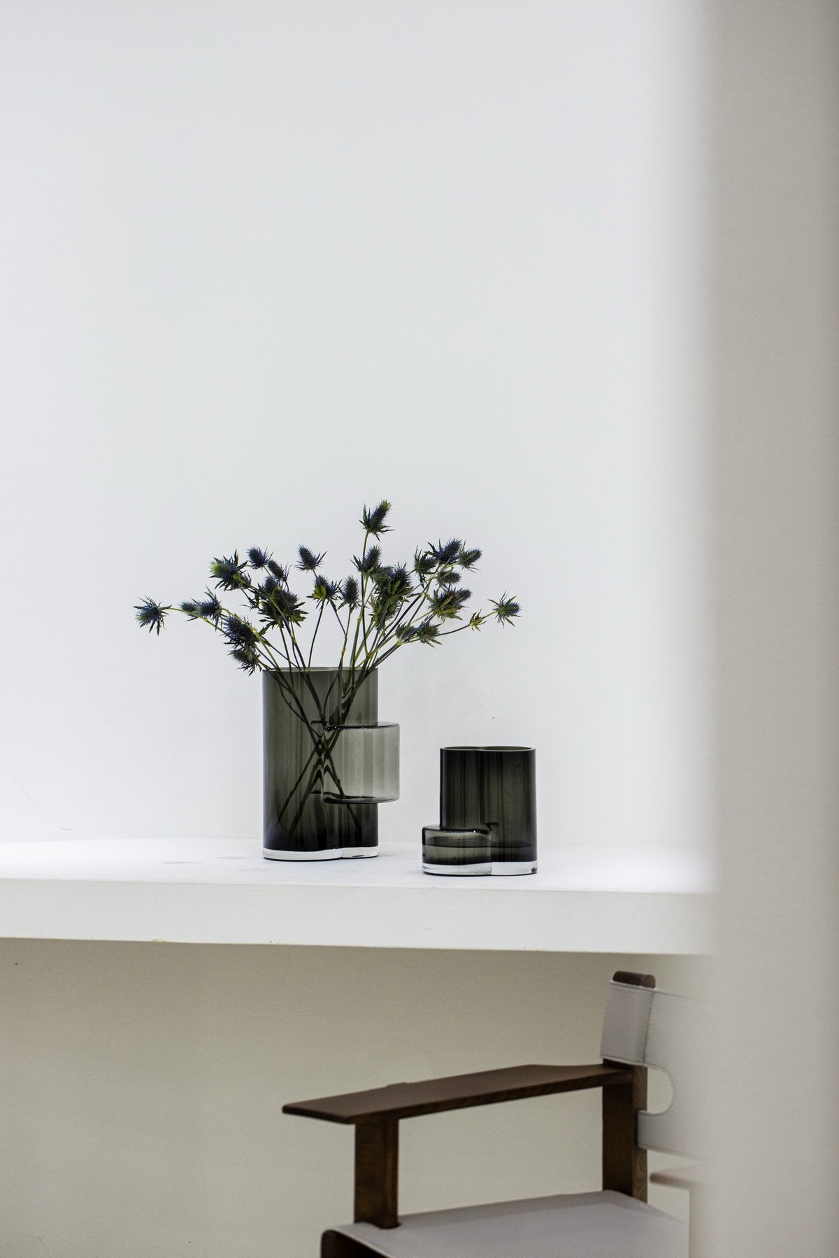 Geometrische hoge zwarte glazen vaas Fusio