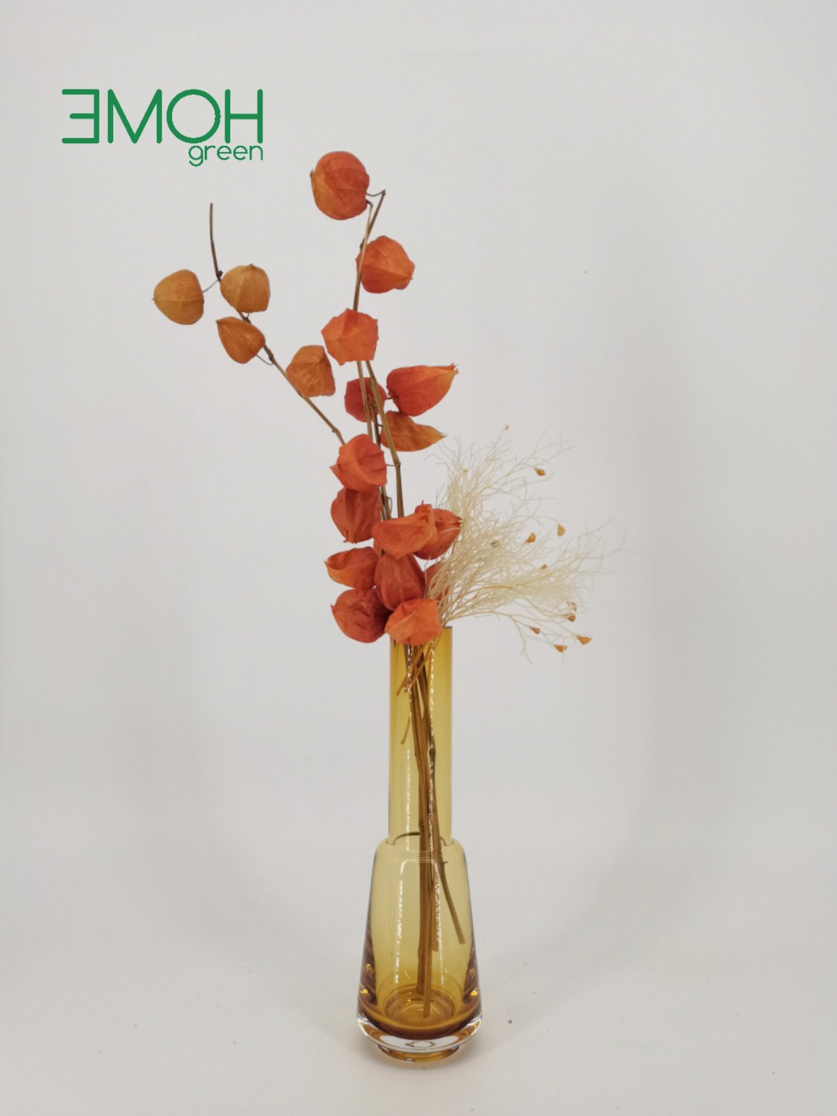 Productfoto Tyler smalle oranje glazen vaas met bloemen