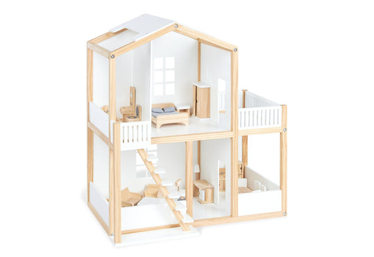 Productfoto witte en beige houten poppenhuis Ida