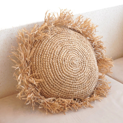 Sfeerfoto Raffia kussen Tarakan closeup